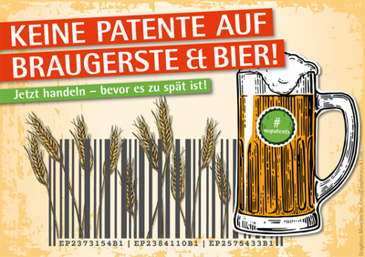 Einsprüche gegen Patente auf Gerste und Bier zurückgewiesen - Europäisches Patentamt hält an absurder Rechtsprechung fest