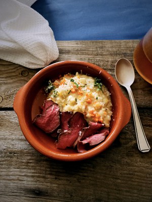 November: Rübchenrisotto mit rosa Rinderherz