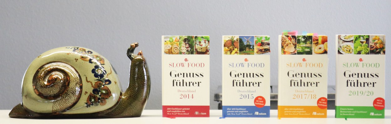 Vortrag über die Erfolgsgeschichte des Slow Food Genussführers von 2014-2019
